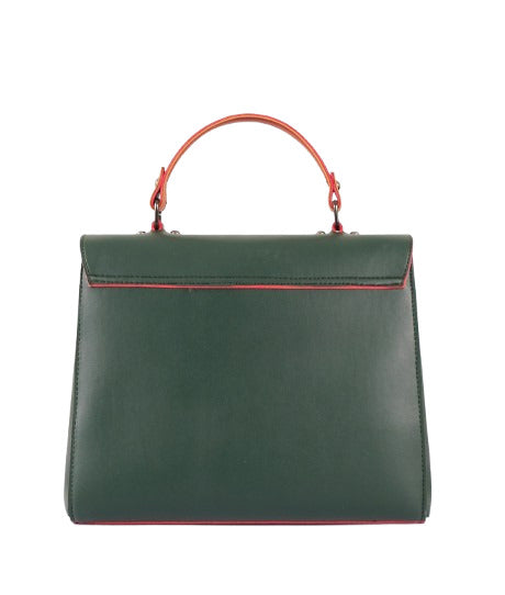 Flap-over top-handle bag in army green