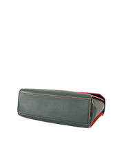 Flap-over top-handle bag in army green