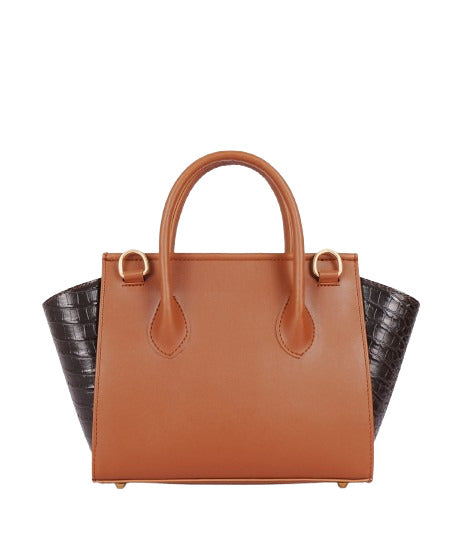 Brown trapezoid handbag