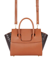 Brown trapezoid handbag