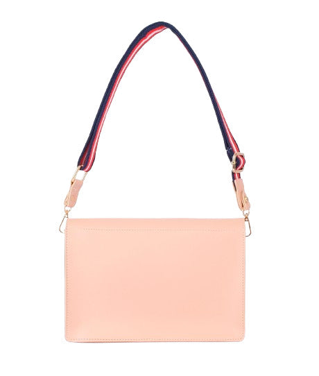 Pink half flap crossbody purse