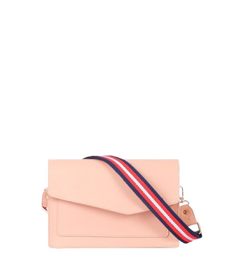 Pink half flap crossbody purse