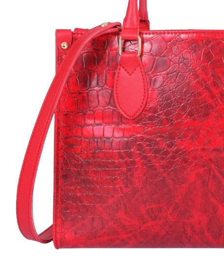 Crimson crocodile handbag for travel