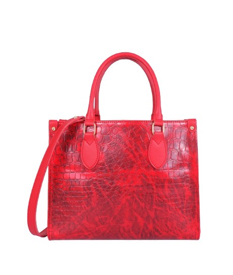 Crimson crocodile handbag for travel
